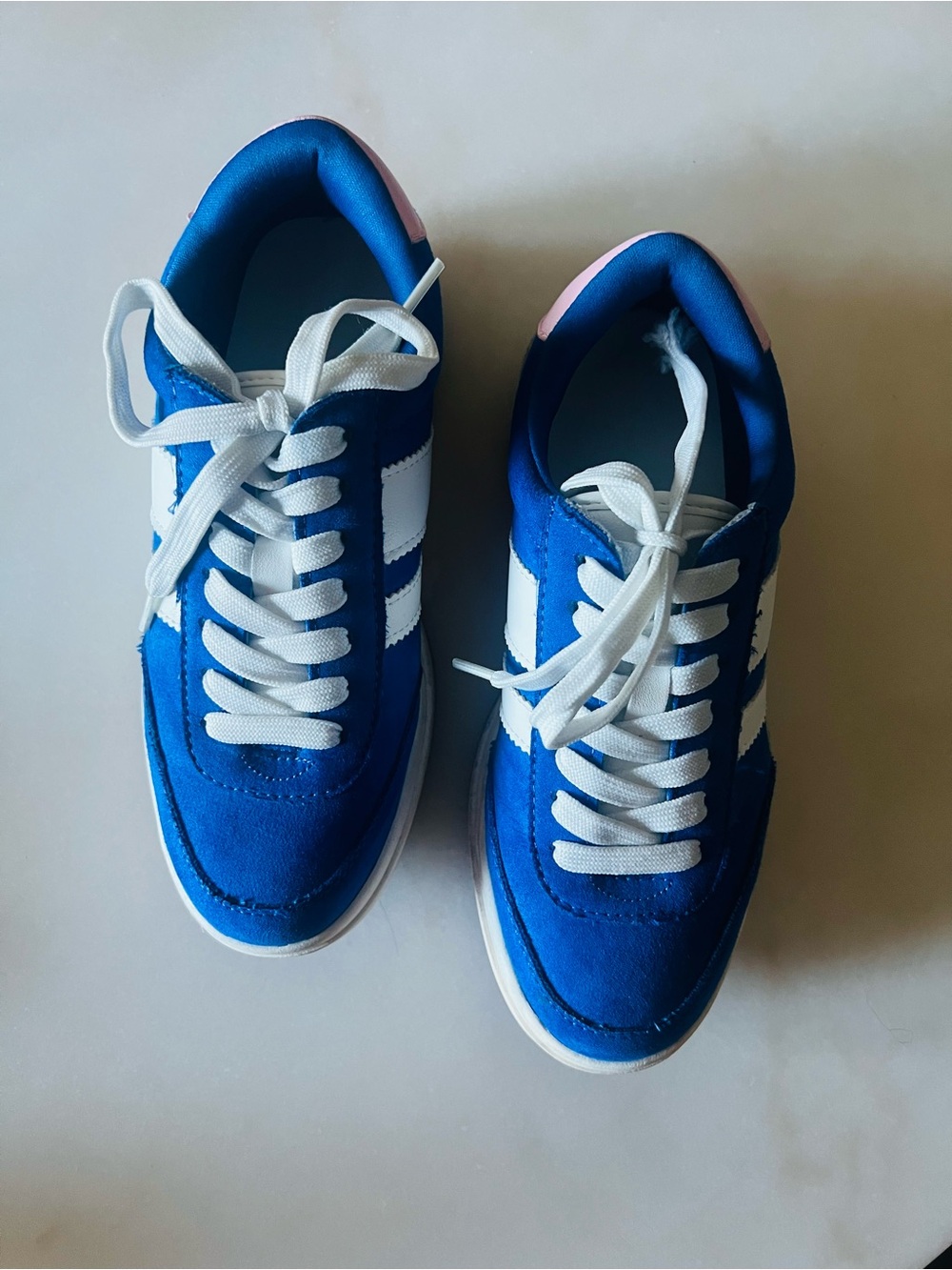 Steve Madden Kids Blue Sneakers with White Stripes
